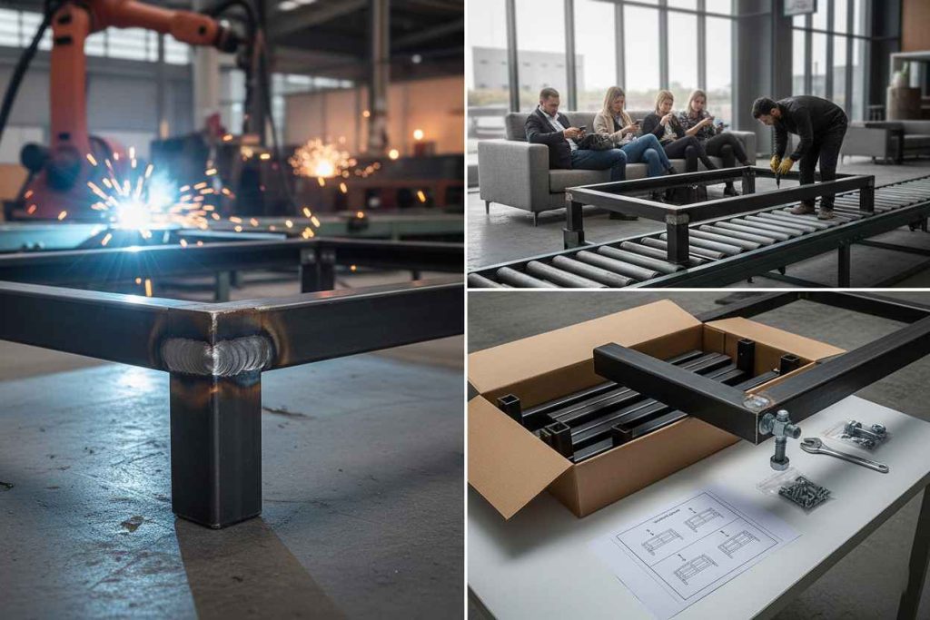 تفاوت پایه مبل جوش‌دار و پیچ‌دار در تولید مبلمان صنعتی