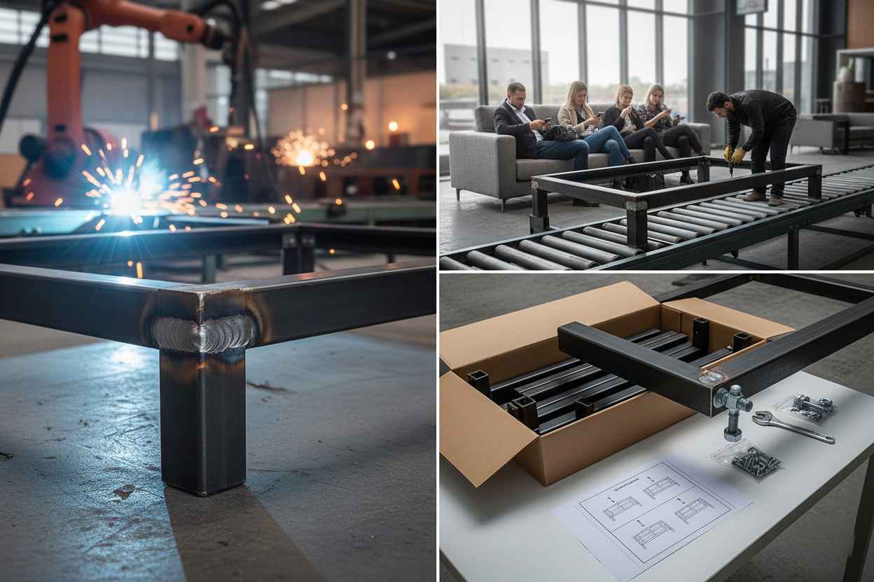 تفاوت پایه مبل جوش‌دار و پیچ‌دار در تولید مبلمان صنعتی